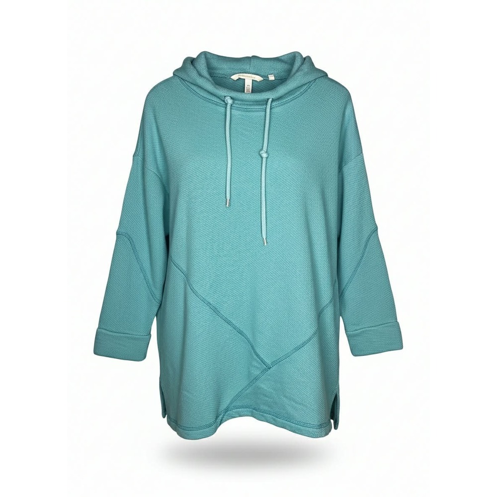 Soft Surroundings Sweatshirt Top Tunic Green/Blue Waffle-knit Size Medium Comfy